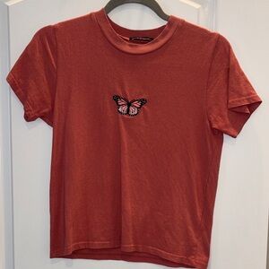 Brandy Melville T-Shirt with Butterfly Embroidery